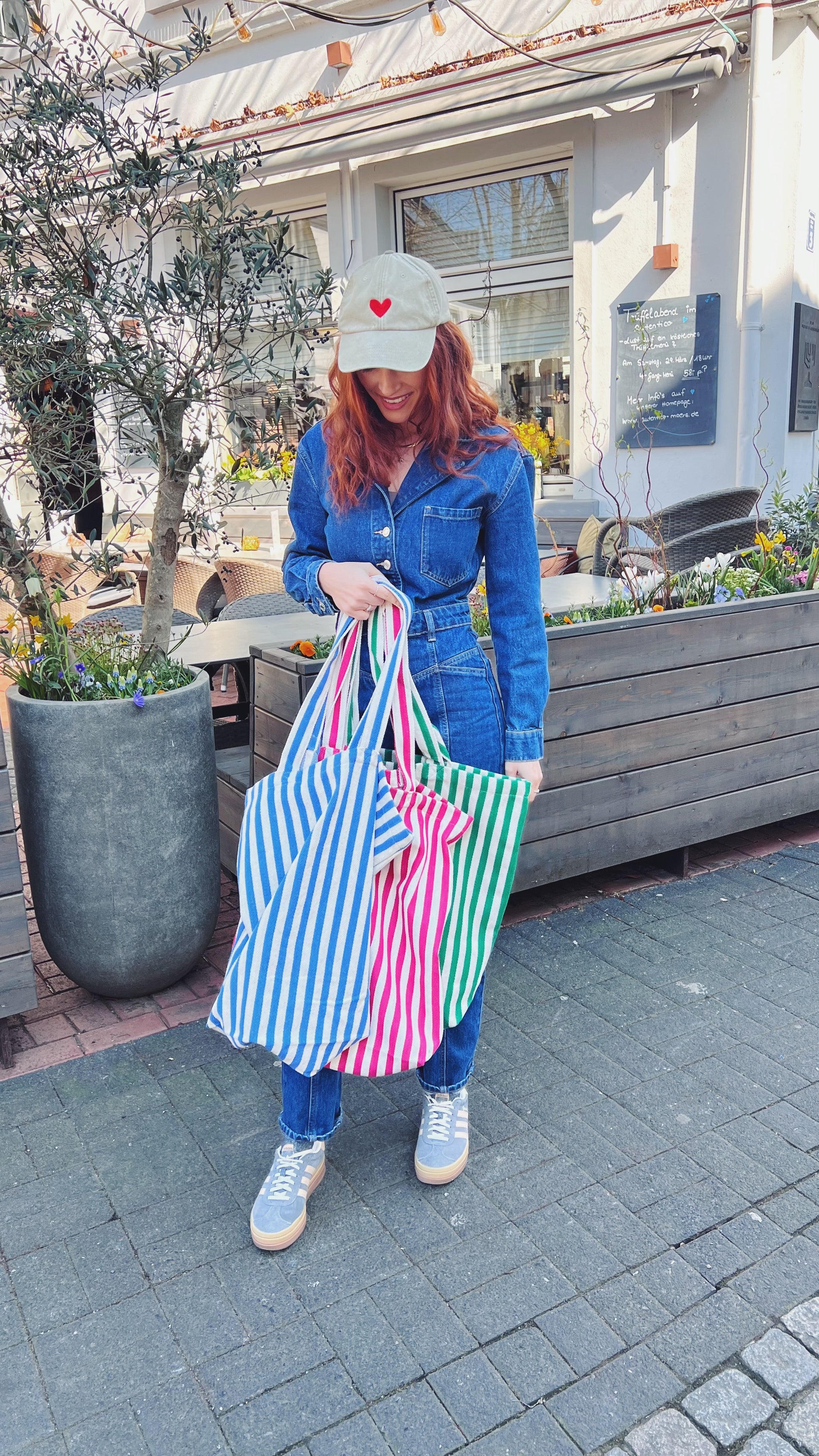 Streifentaschen blau grün rot