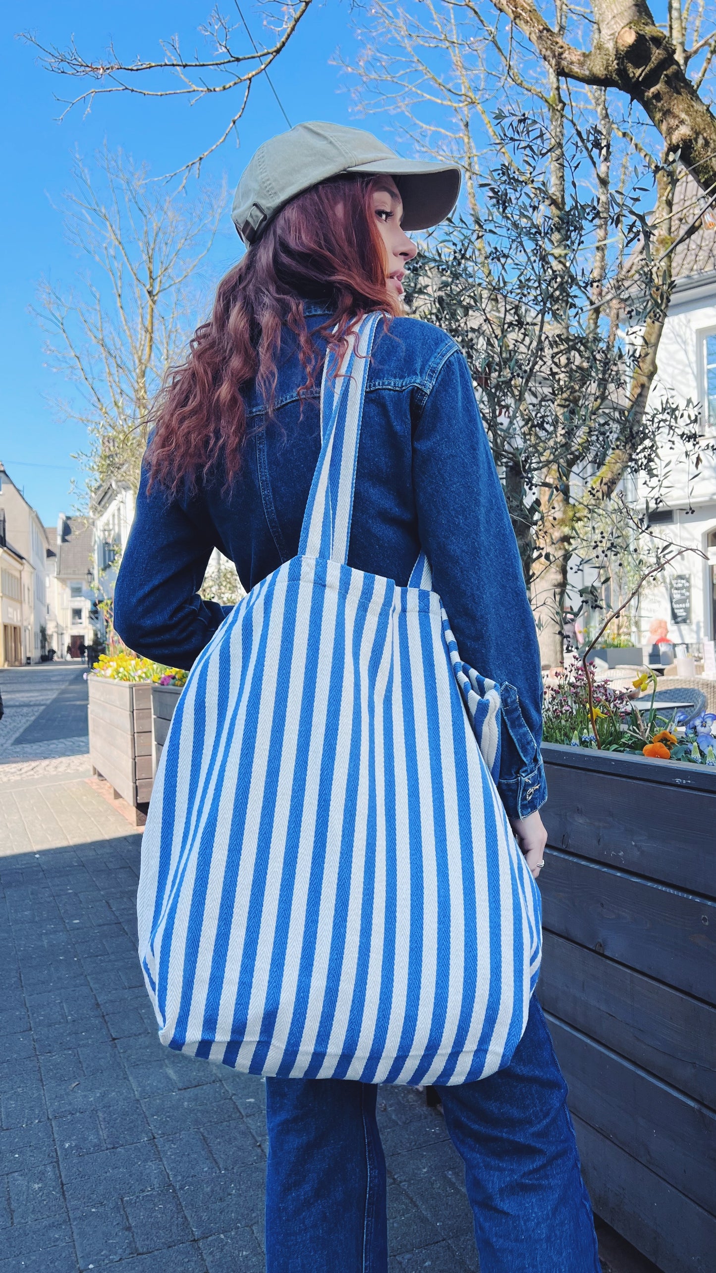 Streifentasche blau