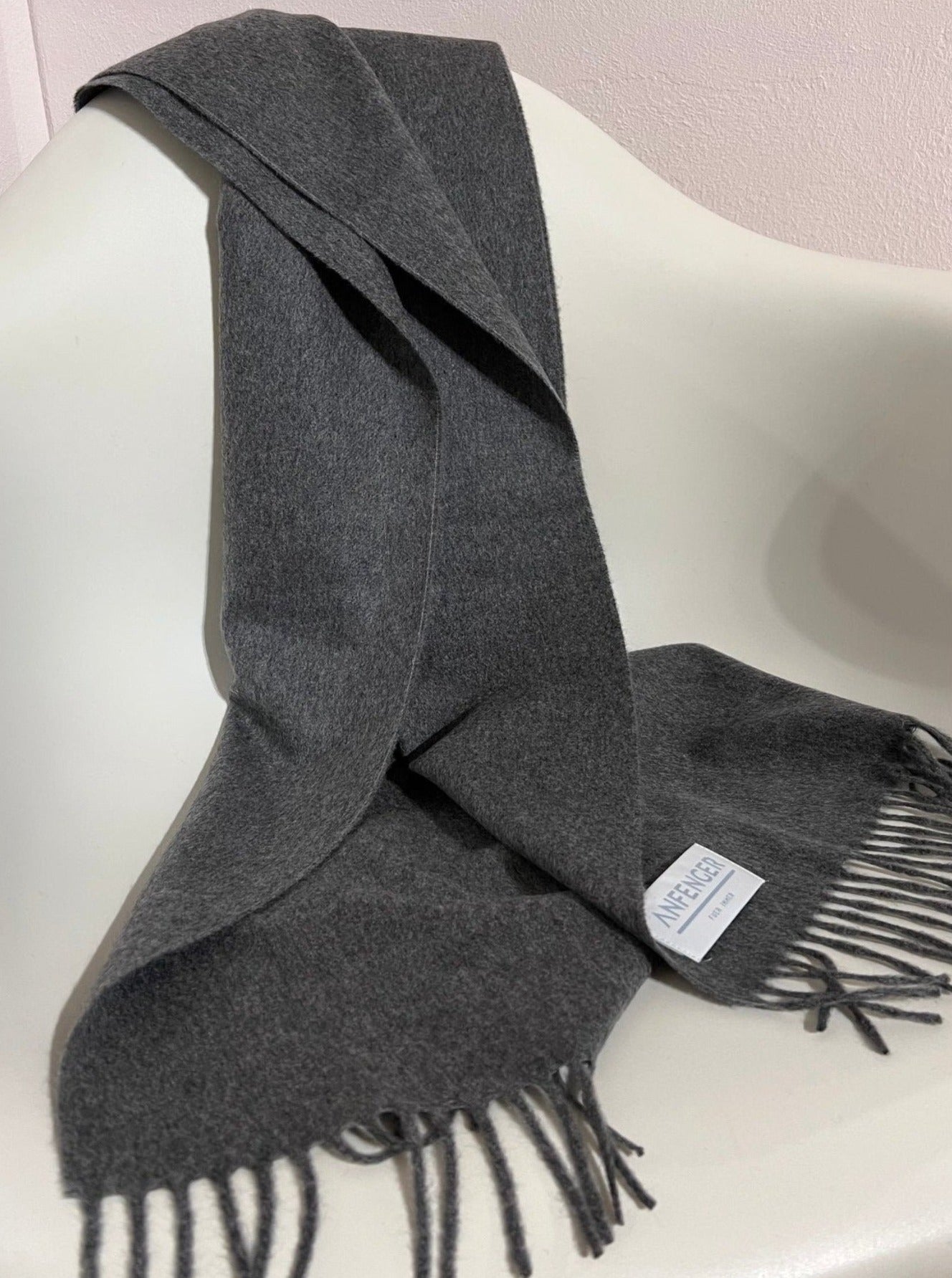 Kaschmirschal Uni - Dunkelgrau - Front