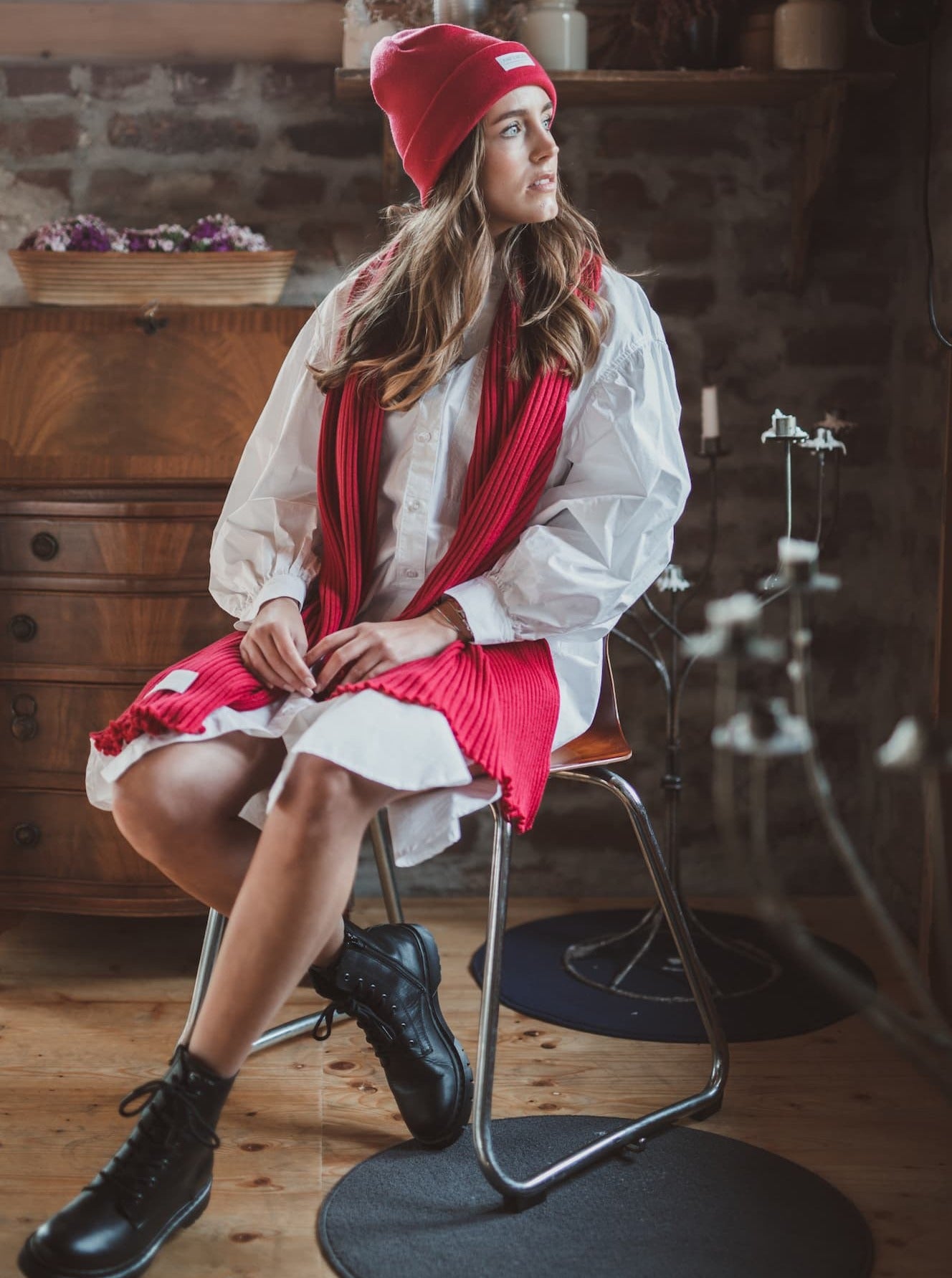 Rippenschal B2B - Pink mit Pink Beanie