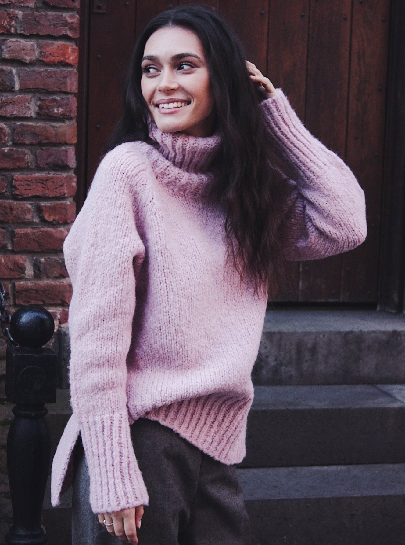 Alpaka Rollkragenpullover - Rosa