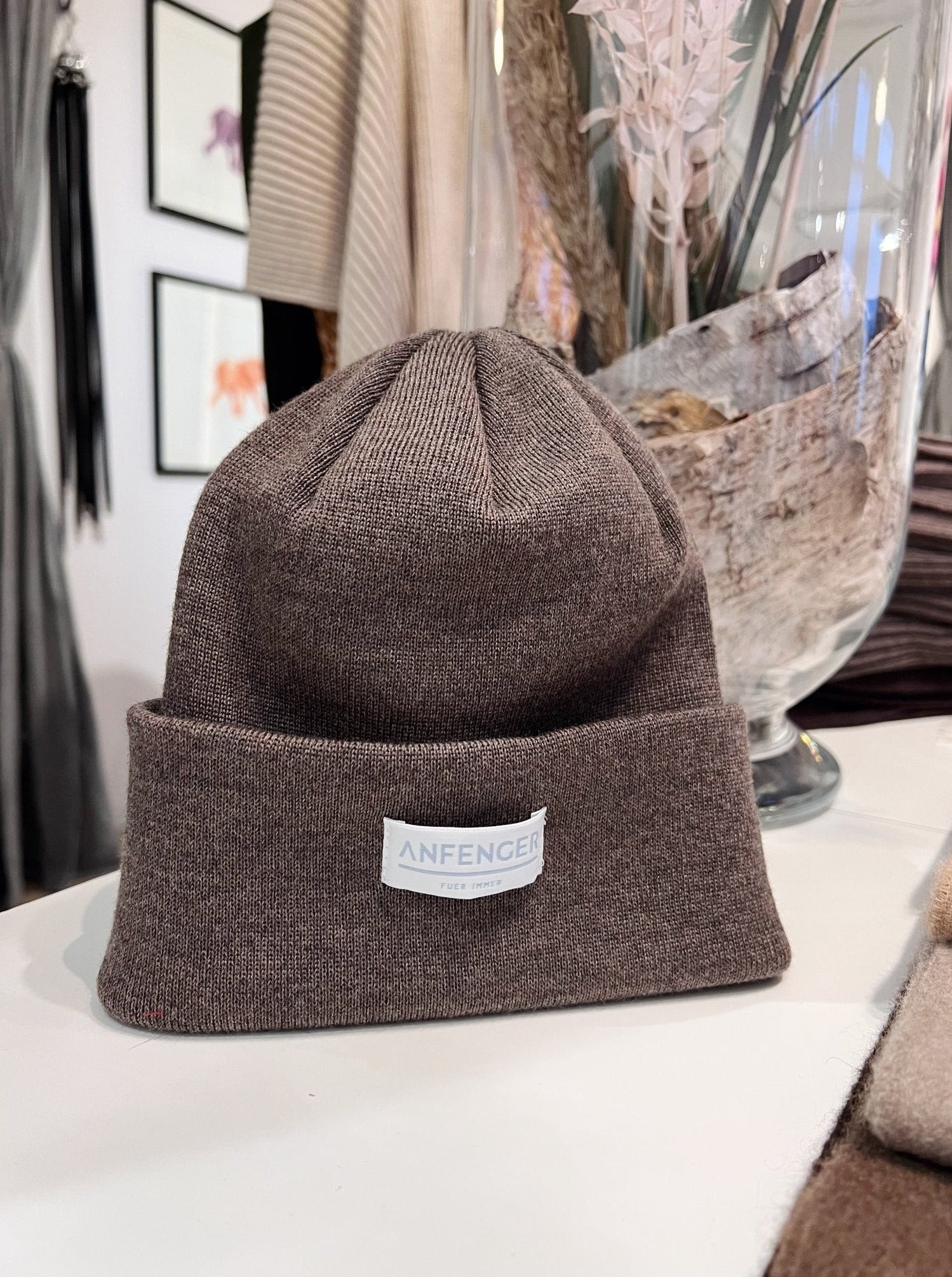 Beanies - 100 % feinster Merinowolle - Braun - Front