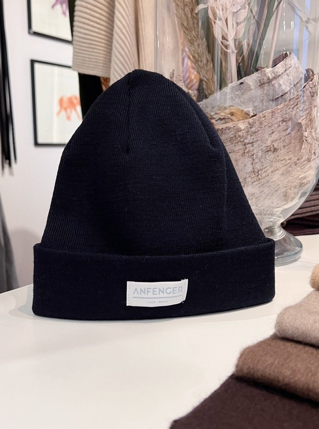 Beanies - 100 % feinster Merinowolle - Dunkelblau - Front