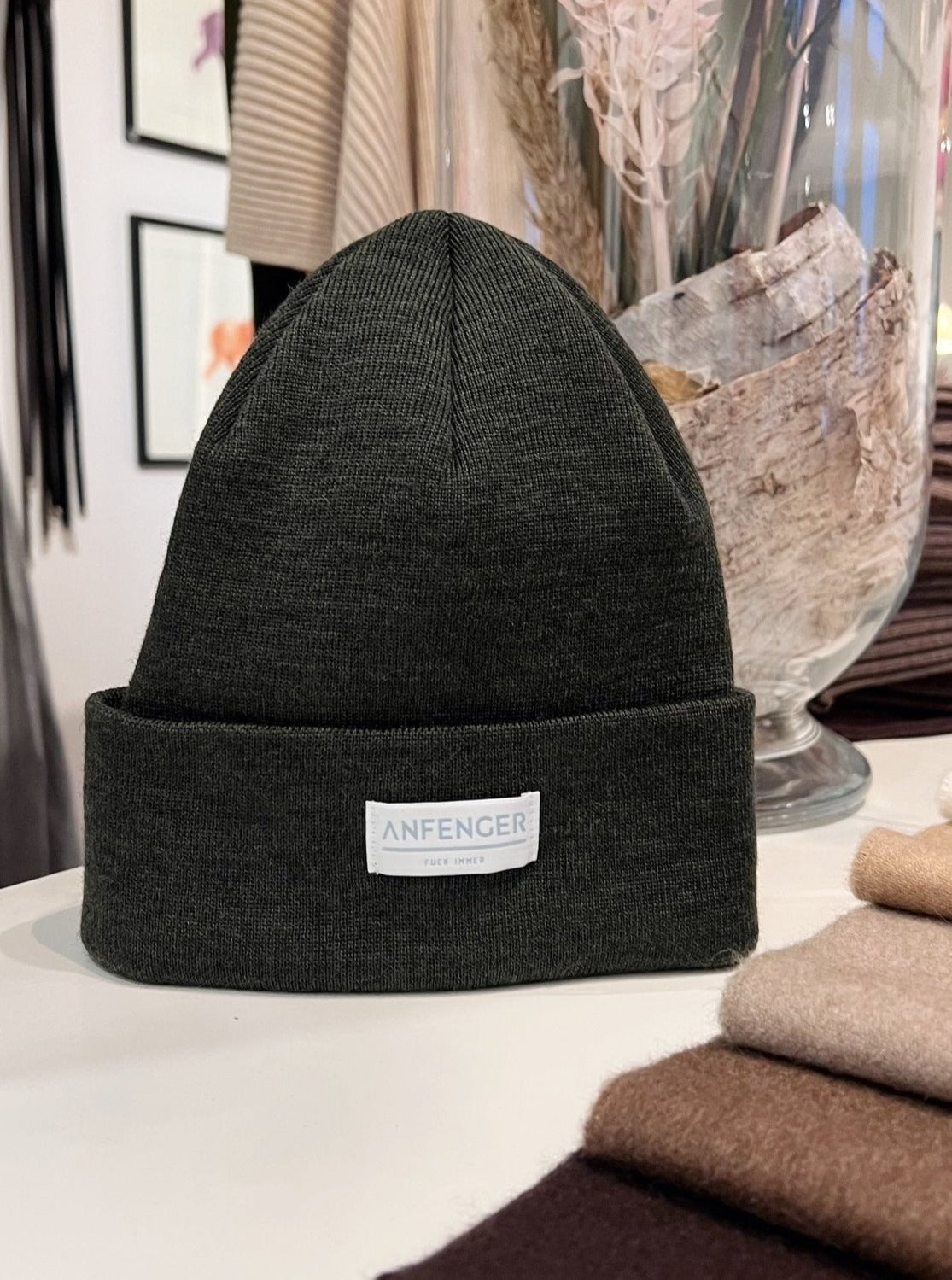 Beanies - 100 % feinster Merinowolle - Grün - Front