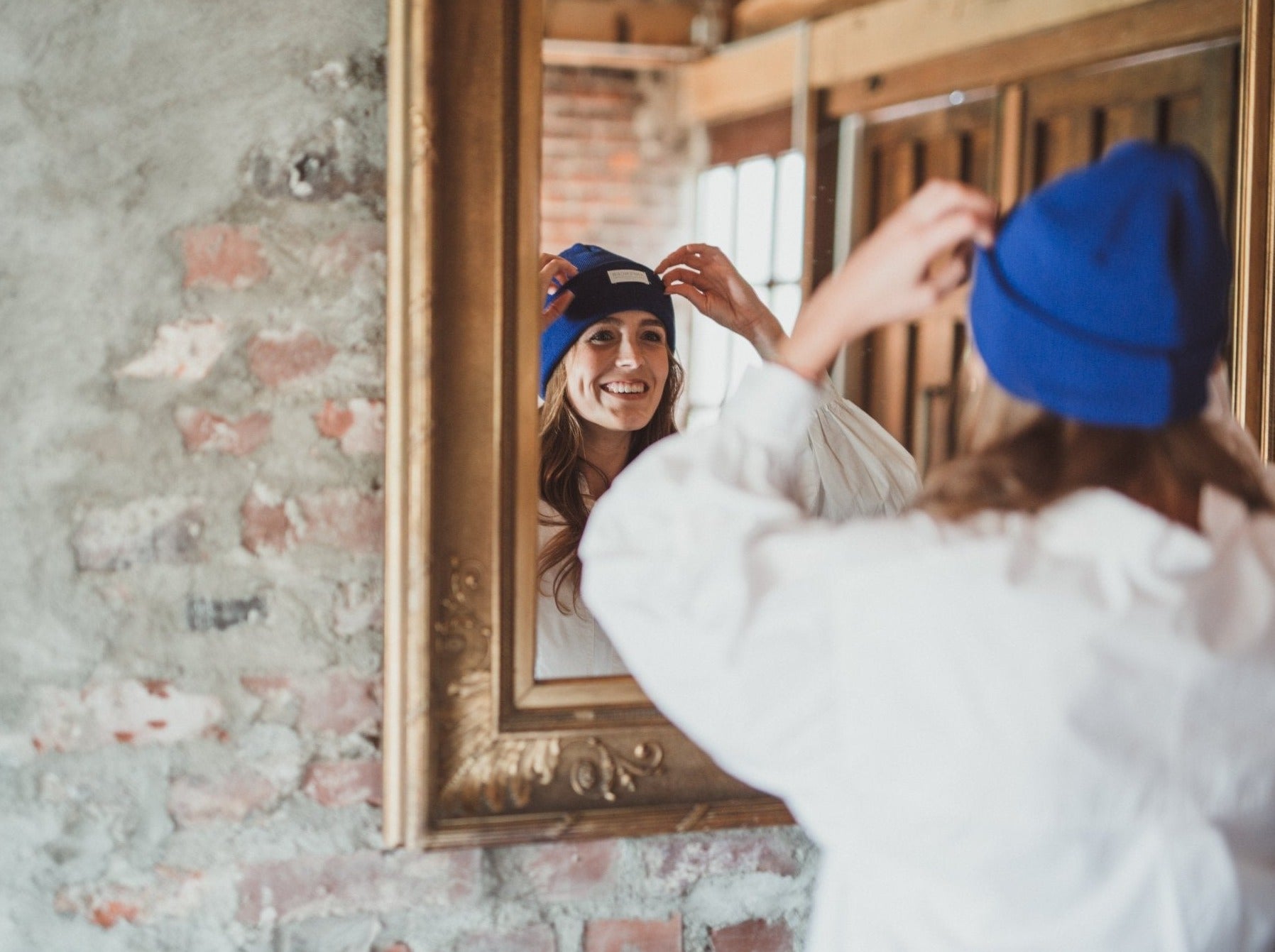 Beanies - 100 % feinster Merinowolle - Königsblau - Rückseite