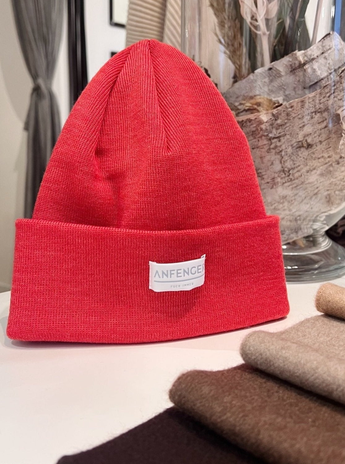 Beanies - 100 % feinster Merinowolle - Orange - Front