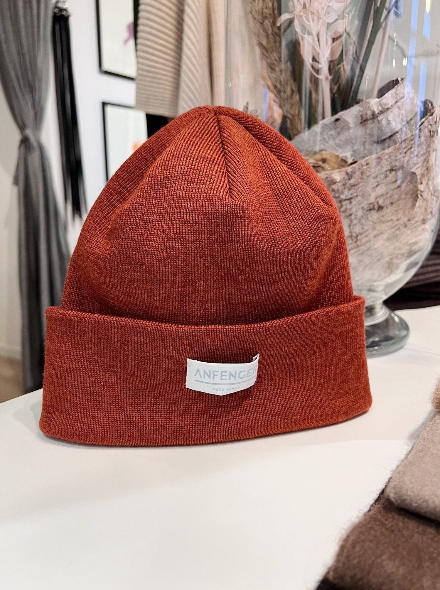 Beanies - 100 % feinster Merinowolle - Rost - Front