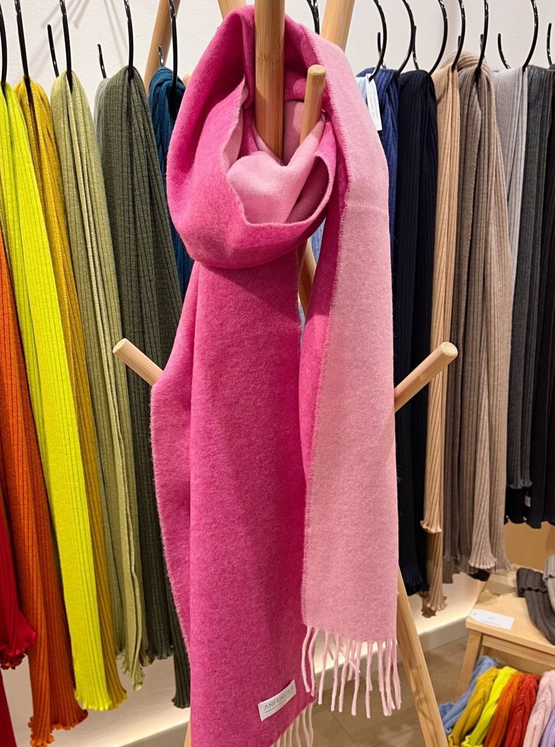 Doubleface Kaschmir-Wollschal - Pink - Front