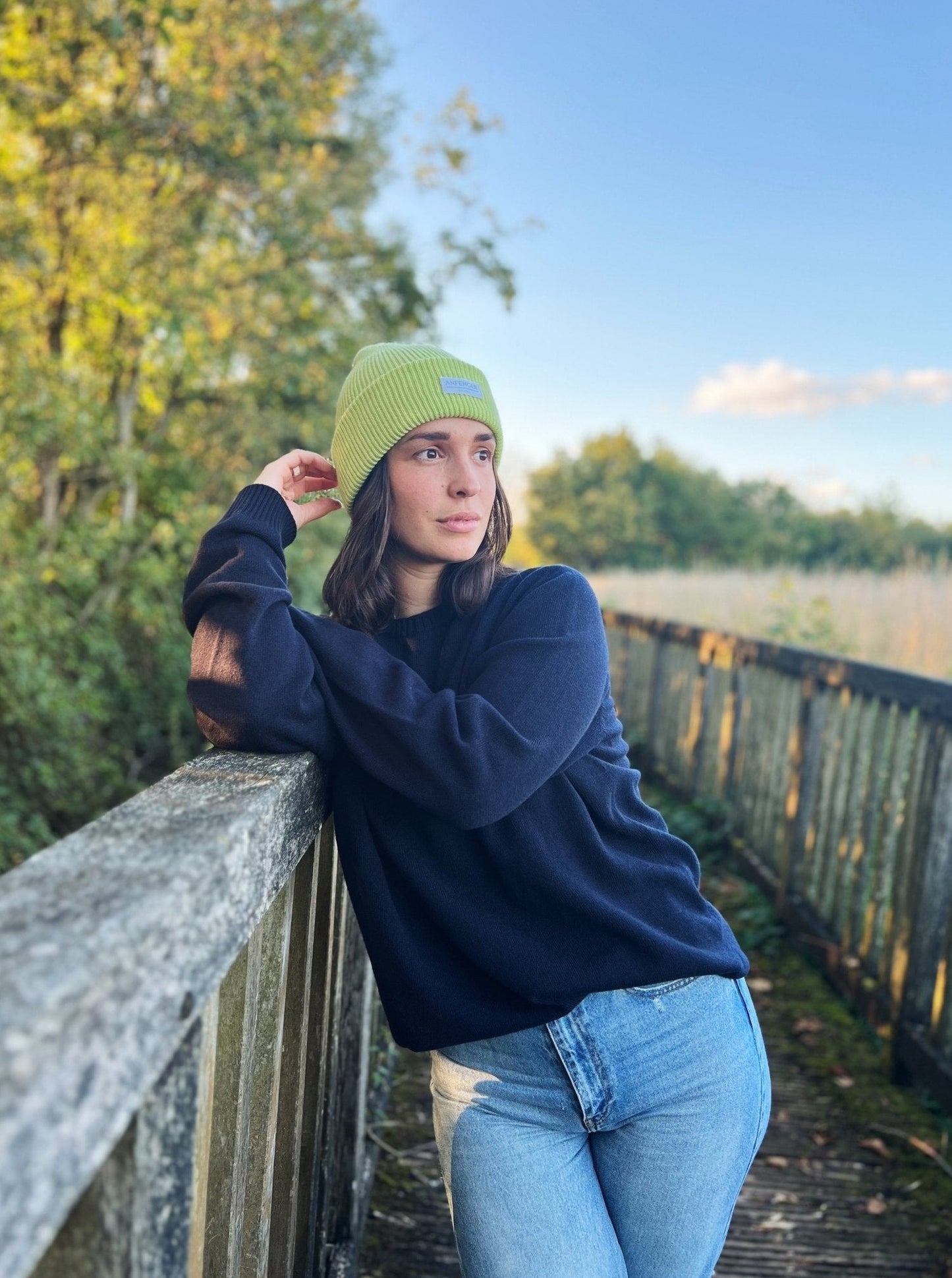 Feine Kaschmirbeanie - Kiwi - Front