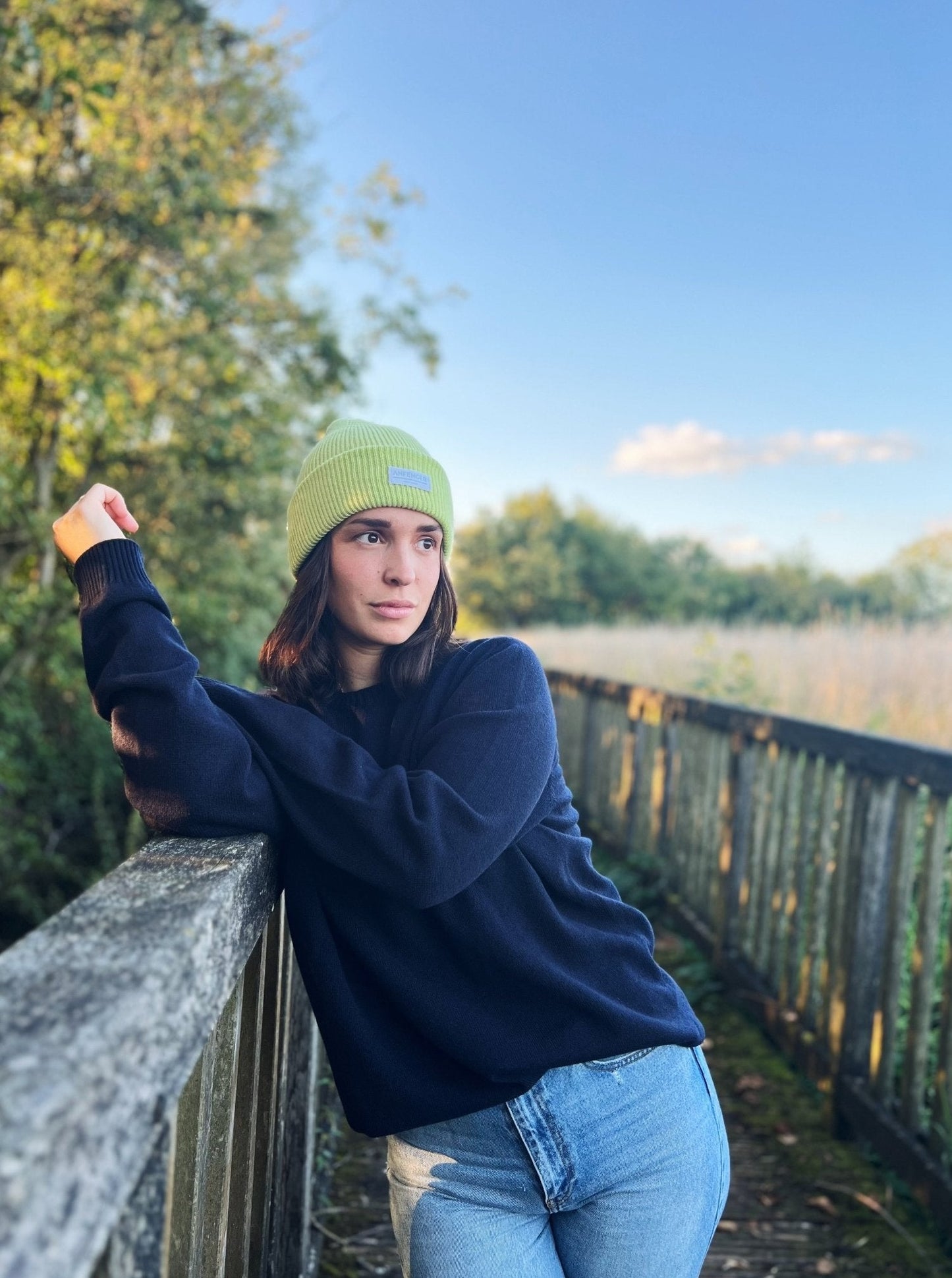 Feine Kaschmirbeanie - Kiwi - Front