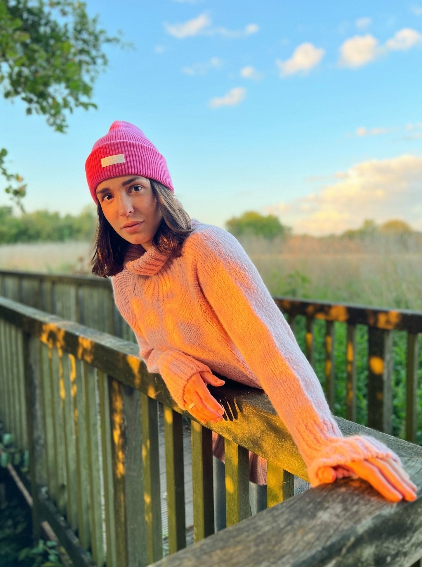 Feine Kaschmirbeanie - Pink - Front