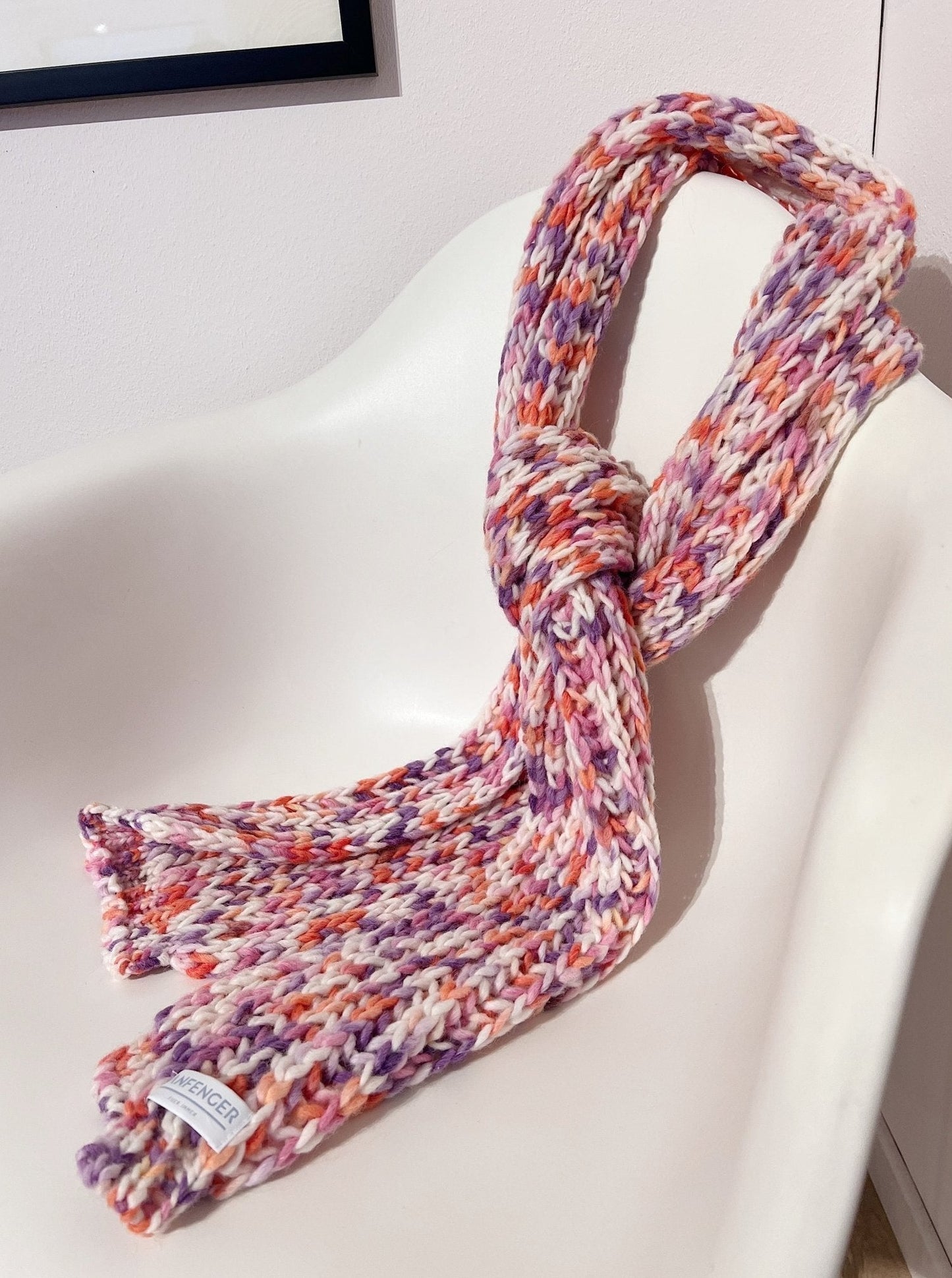 Grobstrick Wollschal Konfetti - Rosa/Beige/Lila/Orange - Seite