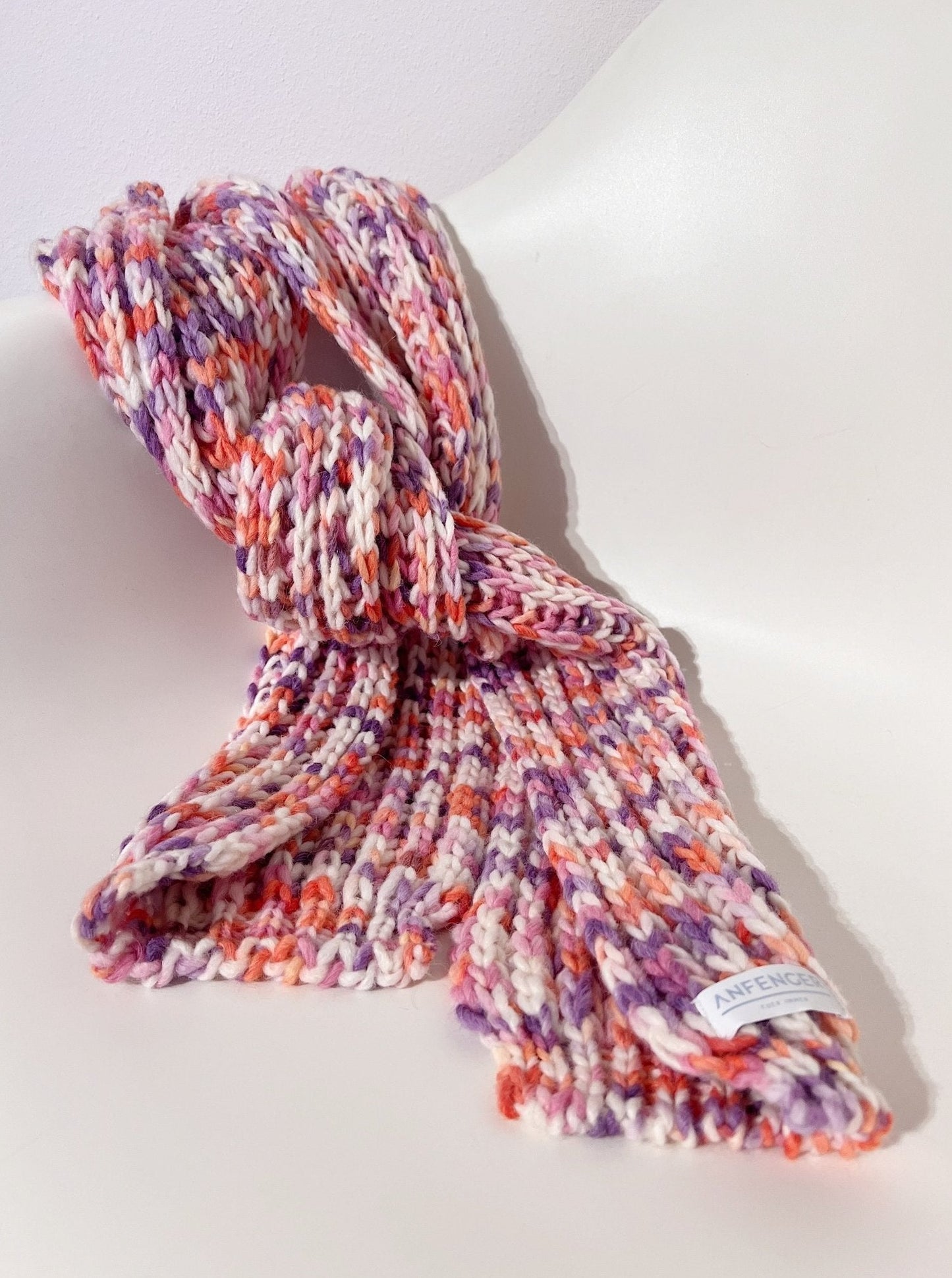 Grobstrick Wollschal Konfetti - Rosa/Beige/Lila/Orange - Front