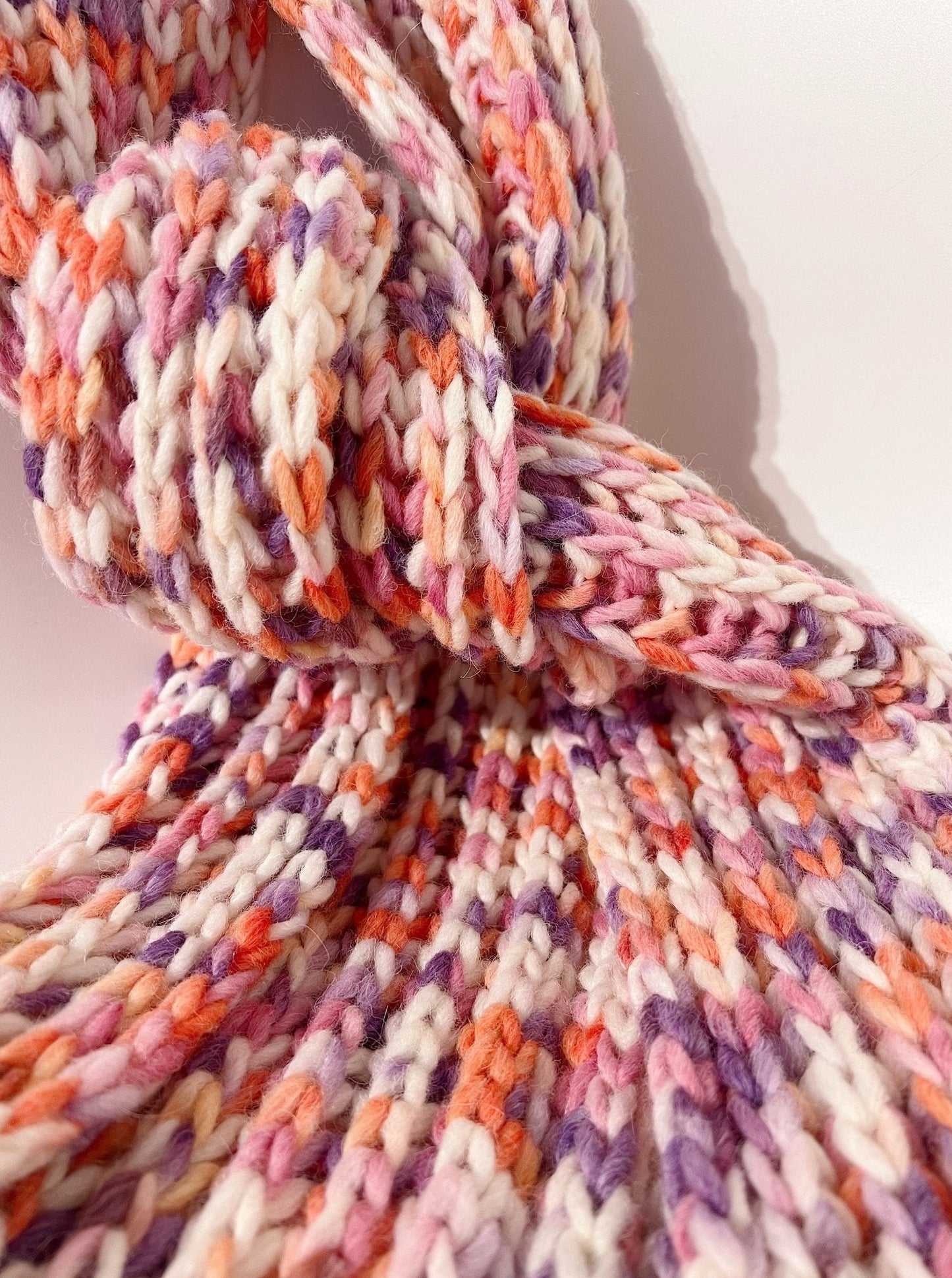 Grobstrick Wollschal Konfetti - Rosa/Beige/Lila/Orange - Nahaufnahme