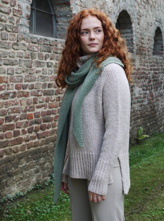 Kaschmir Dreieckstuch - Salbei - Seite