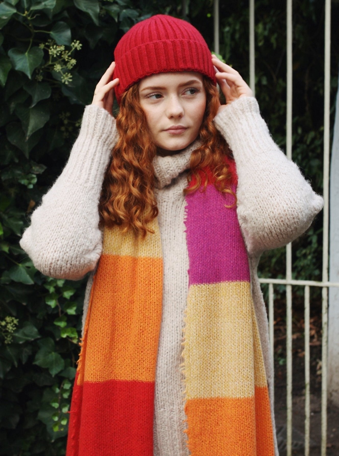 Kaschmir Rippenmütze 2.0 B2B - Rot - Front