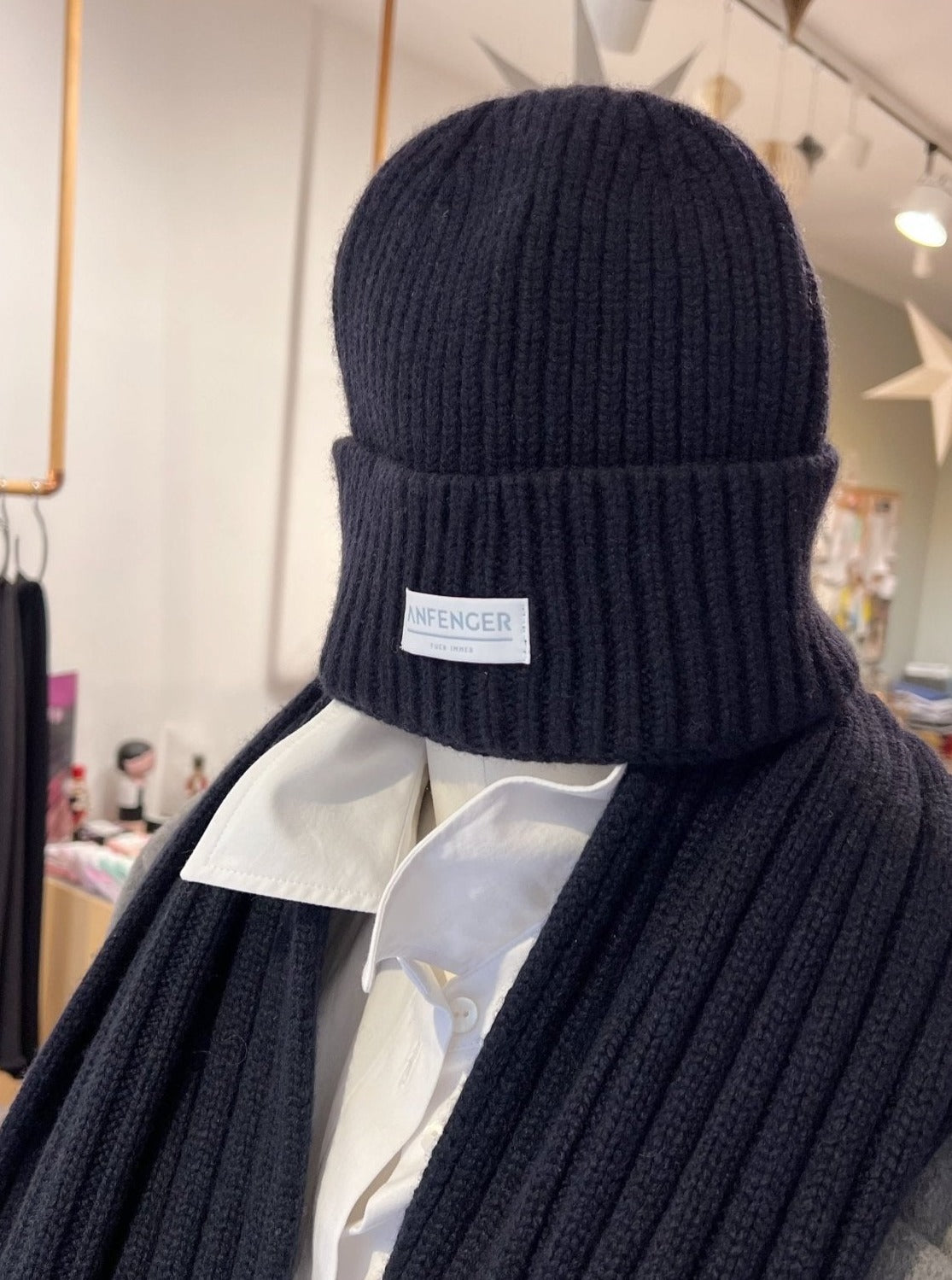Kaschmir Rippenmütze - Dunkelblau - Front