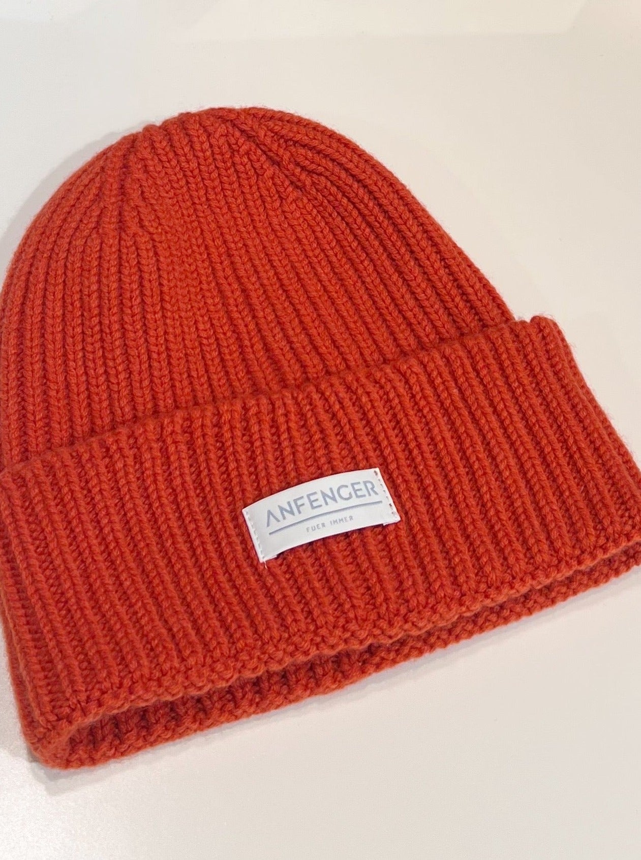 Kaschmir Rippenmütze - Orange - Front