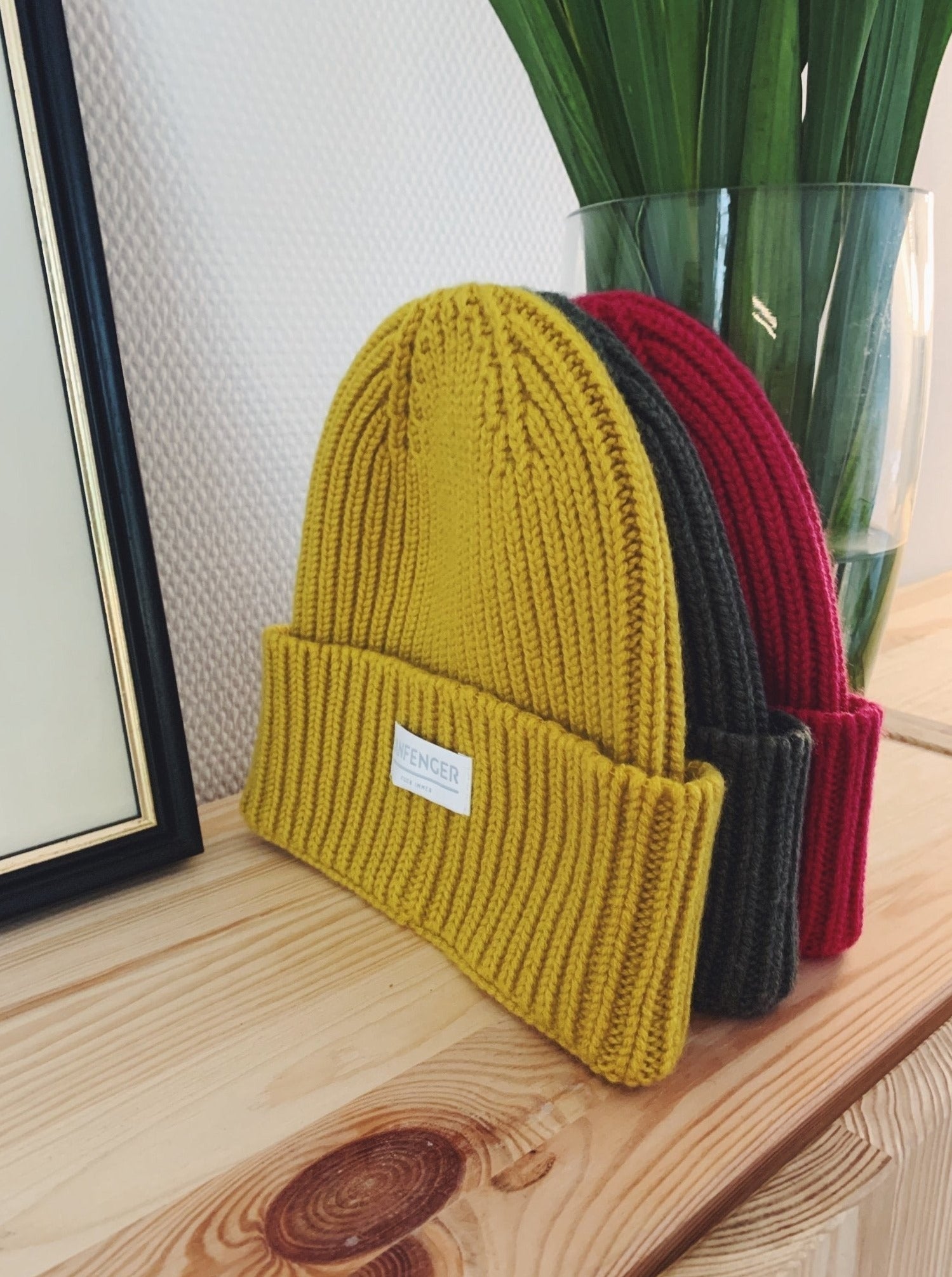 Kaschmir Rippenmütze - Senf - Front