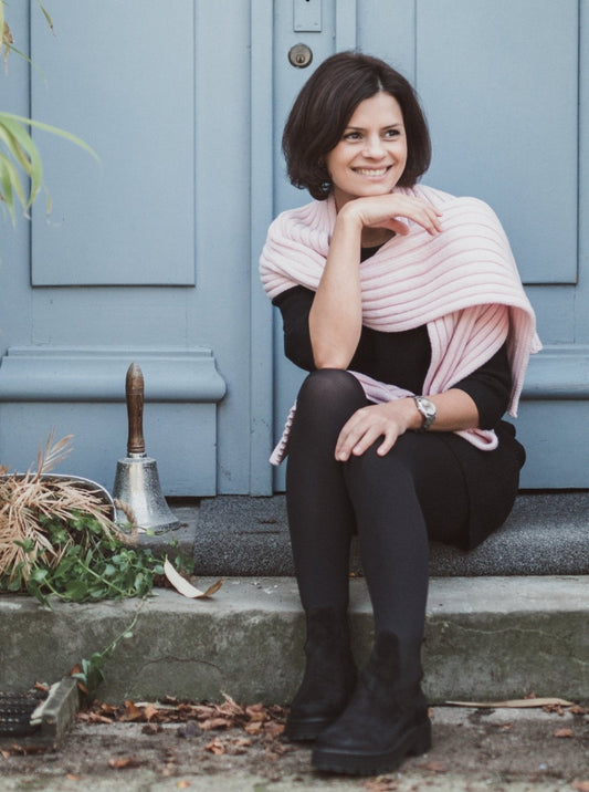 Kaschmir Rippenschal - Rosa - Front