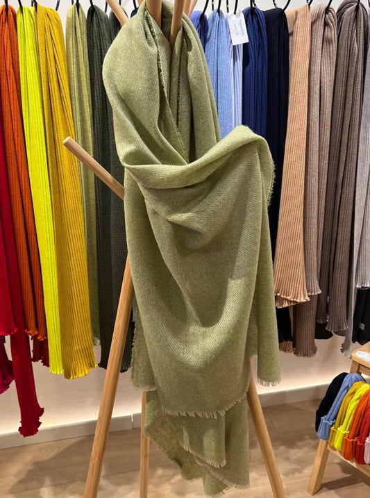 Kaschmir-Seide Schal - Hellgrün - Front