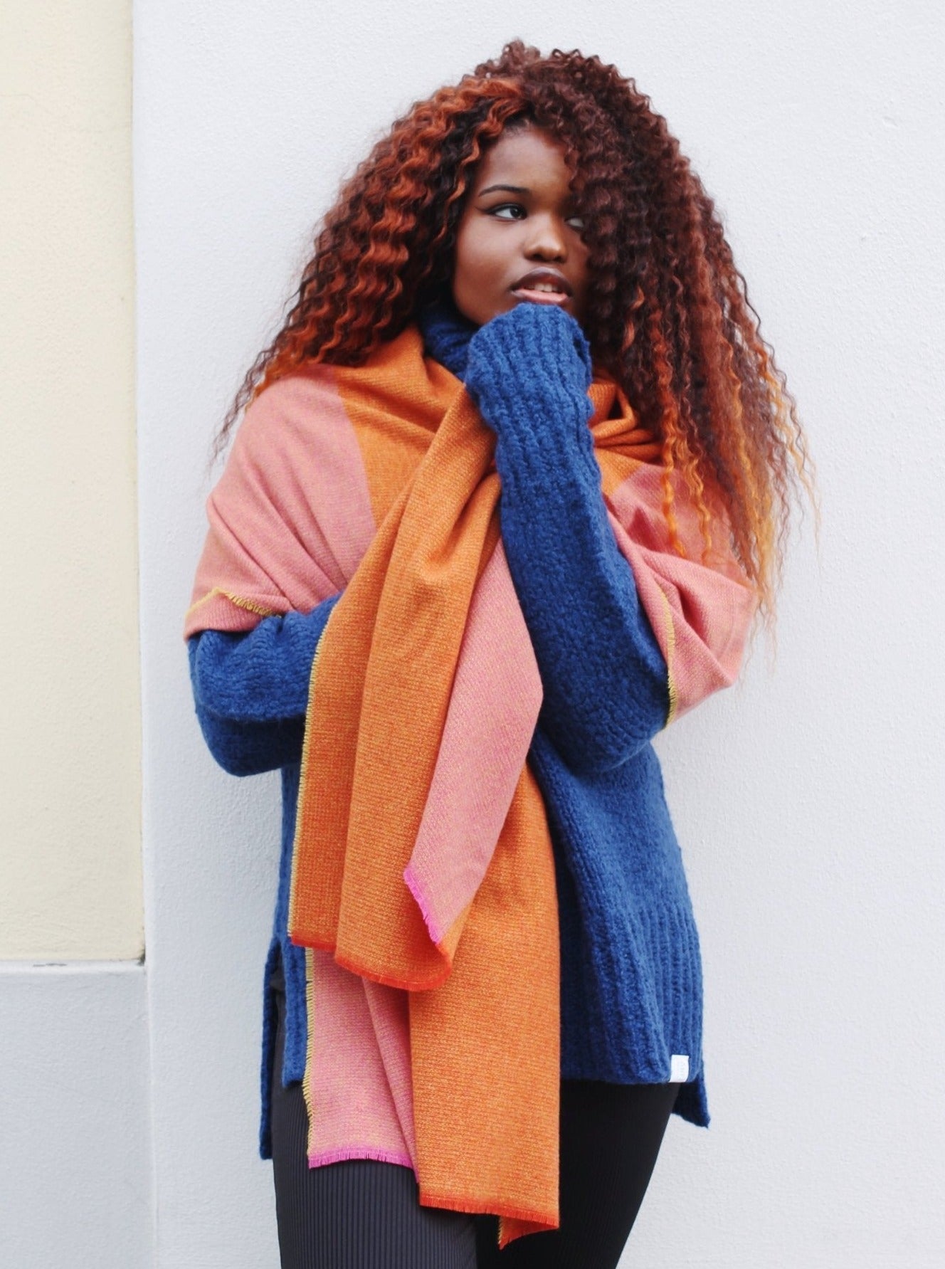 Kaschmir-Wollschal 2.0 - Orange-Pink - Front