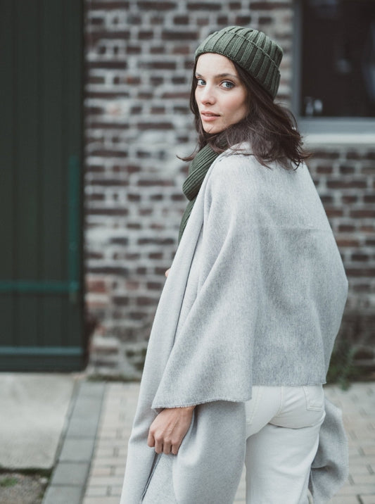 Kaschmir-Wollschal - Hellgrau - Rückseite