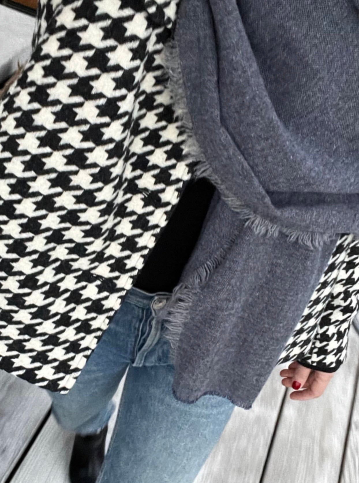 Kaschmir Wollschal mit Fransen 2.0 - Jeansblau