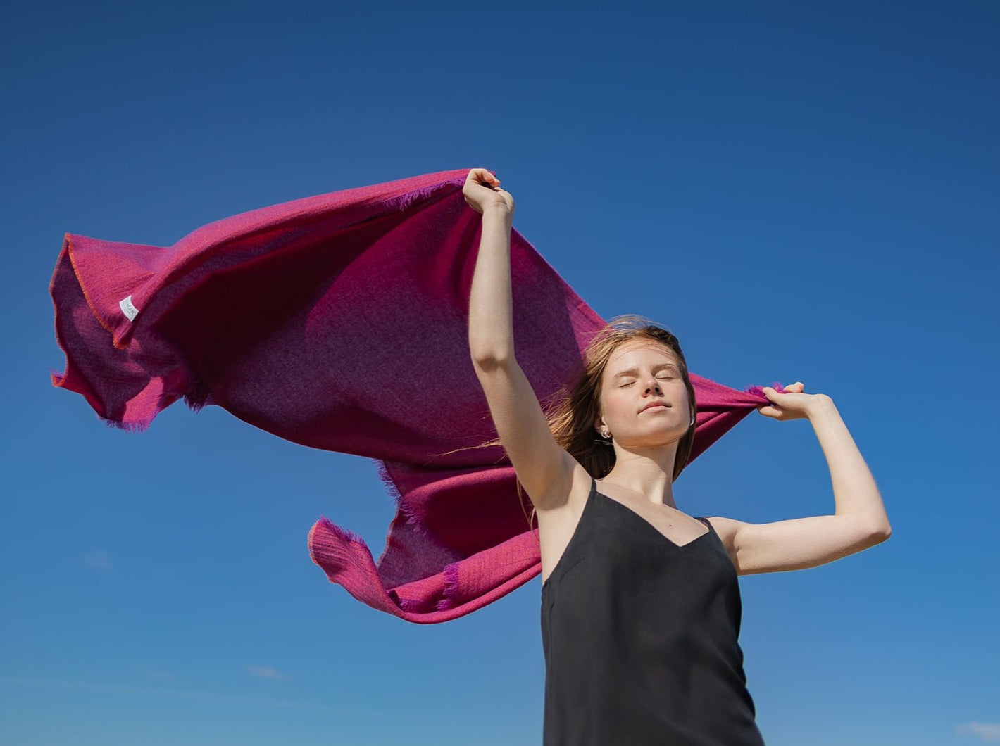 Kaschmir Wollschal mit Fransen 2.0 - Veilchen