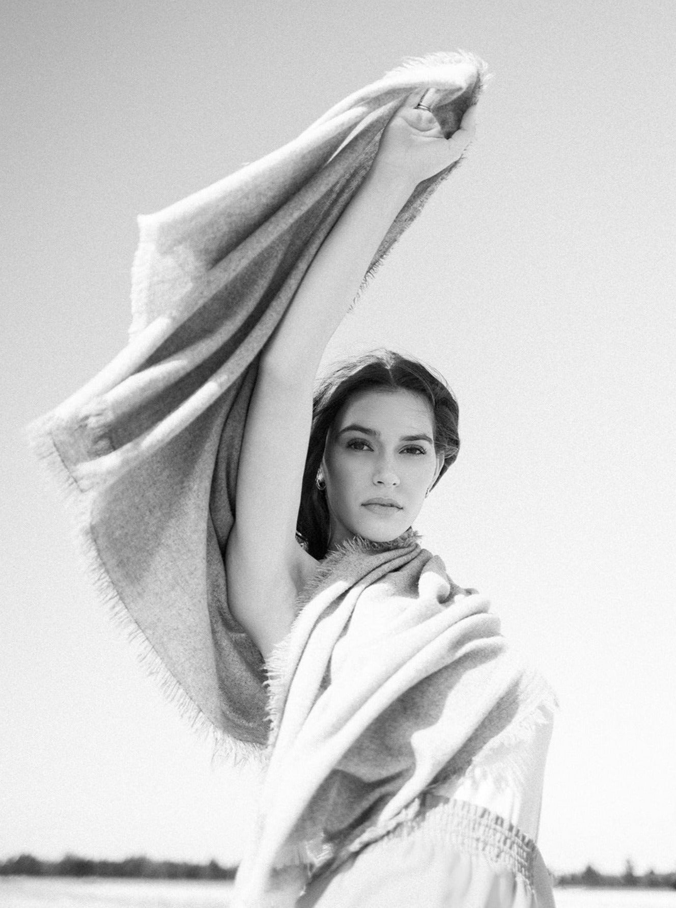 Kaschmir Wollschal mit Fransen - Front