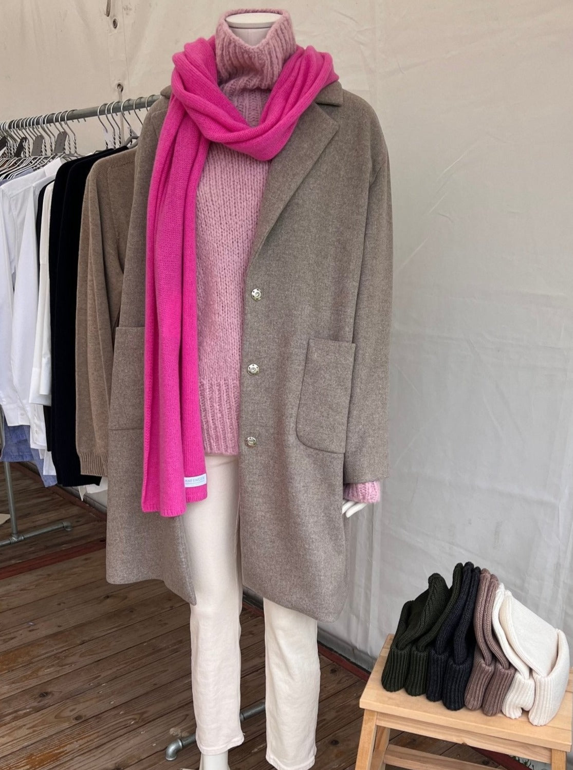 Kaschmirmantel -Beige - Front