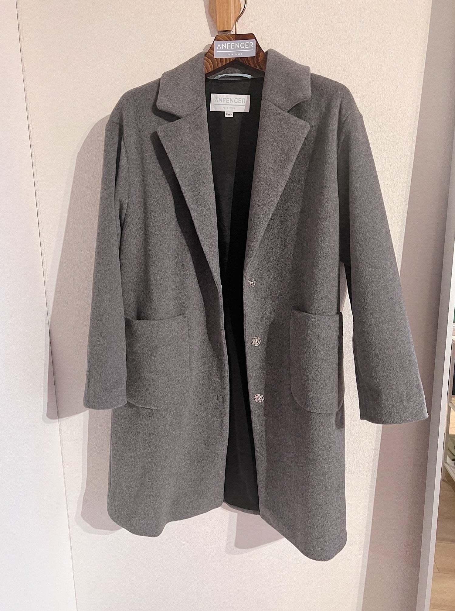 Kaschmirmantel - Grau - Front