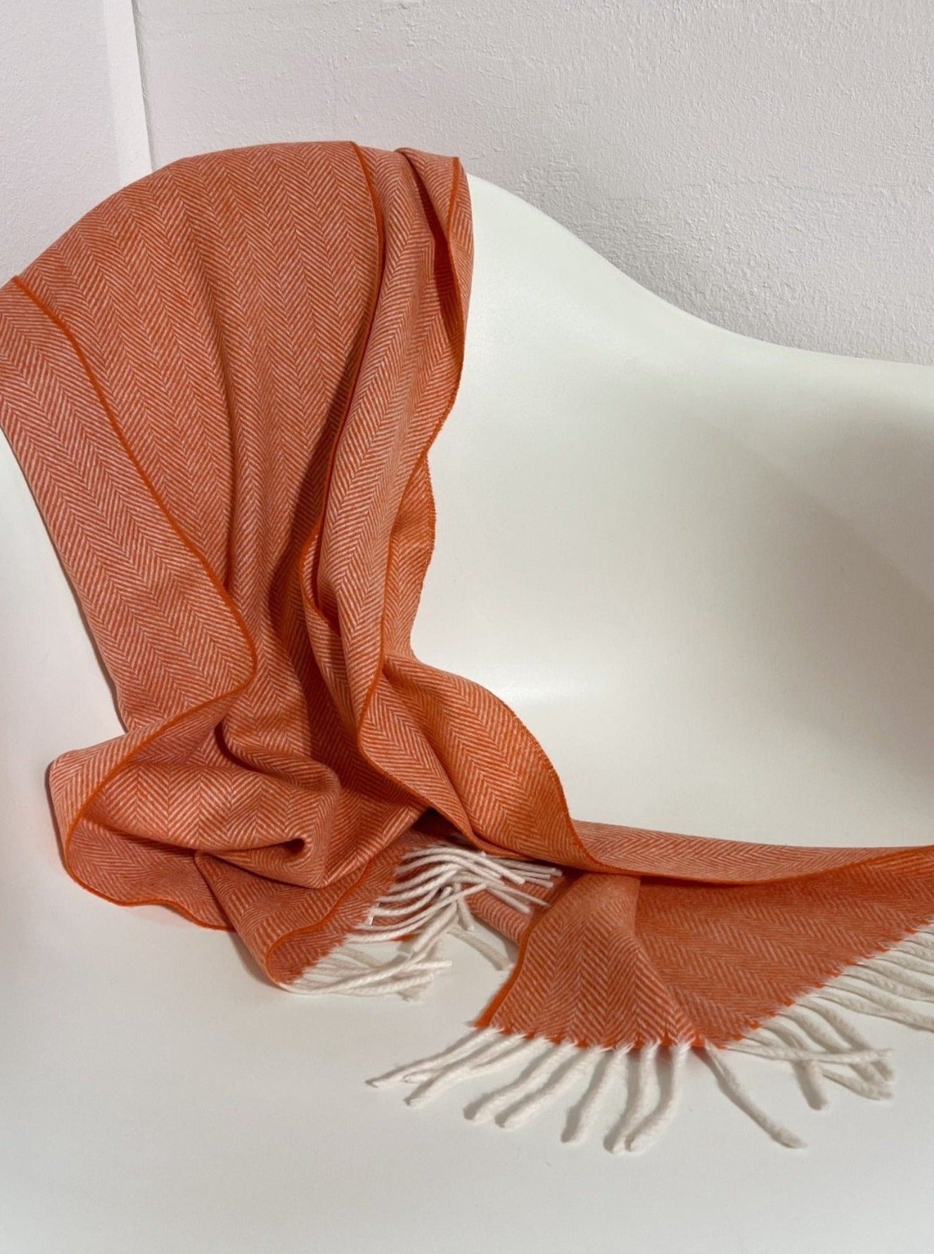 Kaschmirschal Fischgrätmuster B2B - Orange - Front