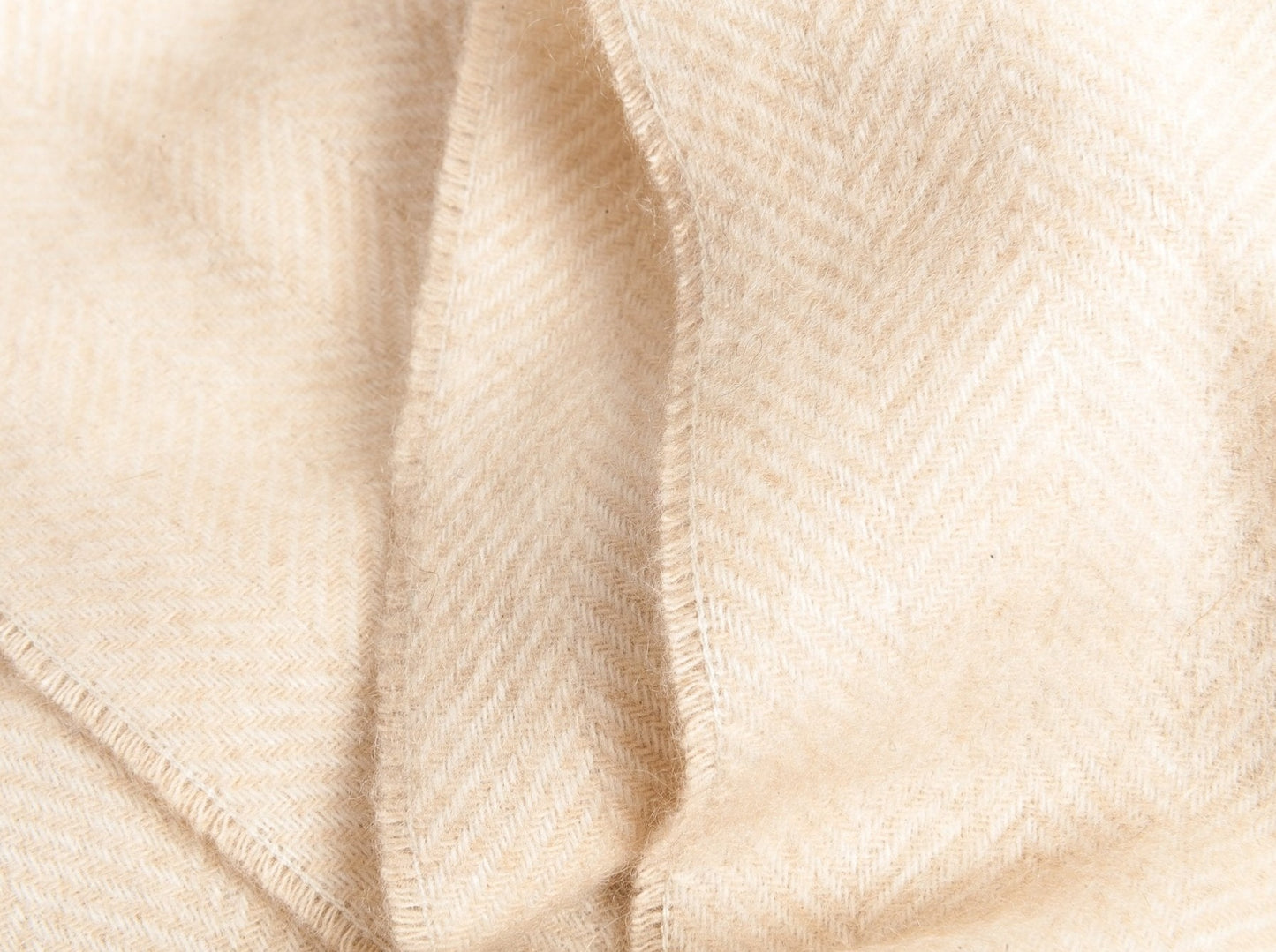 Kaschmirschal Fischgrätmuster - Creme - Nahaufnahme
