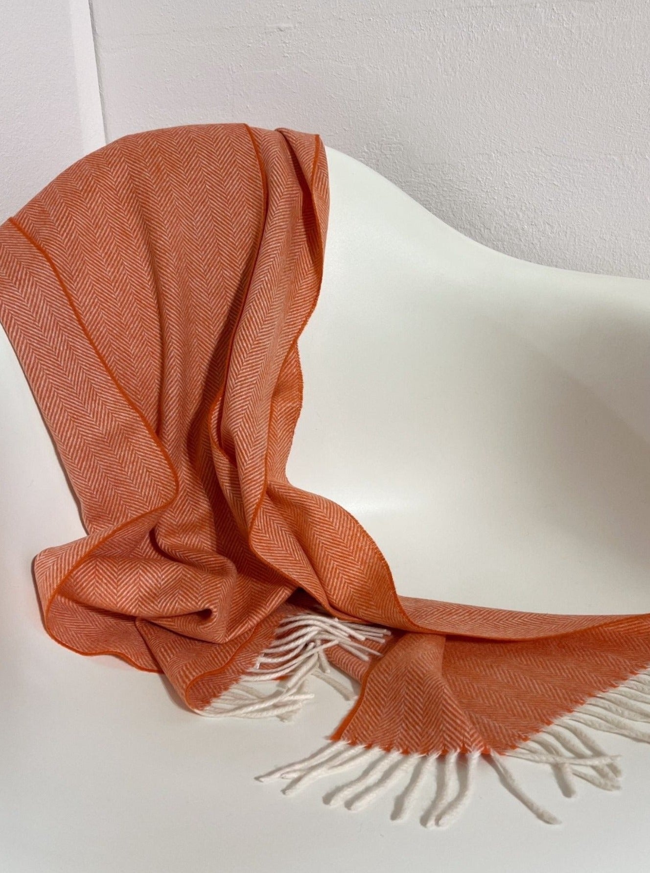 Kaschmirschal Fischgrätmuster - Orange - Front