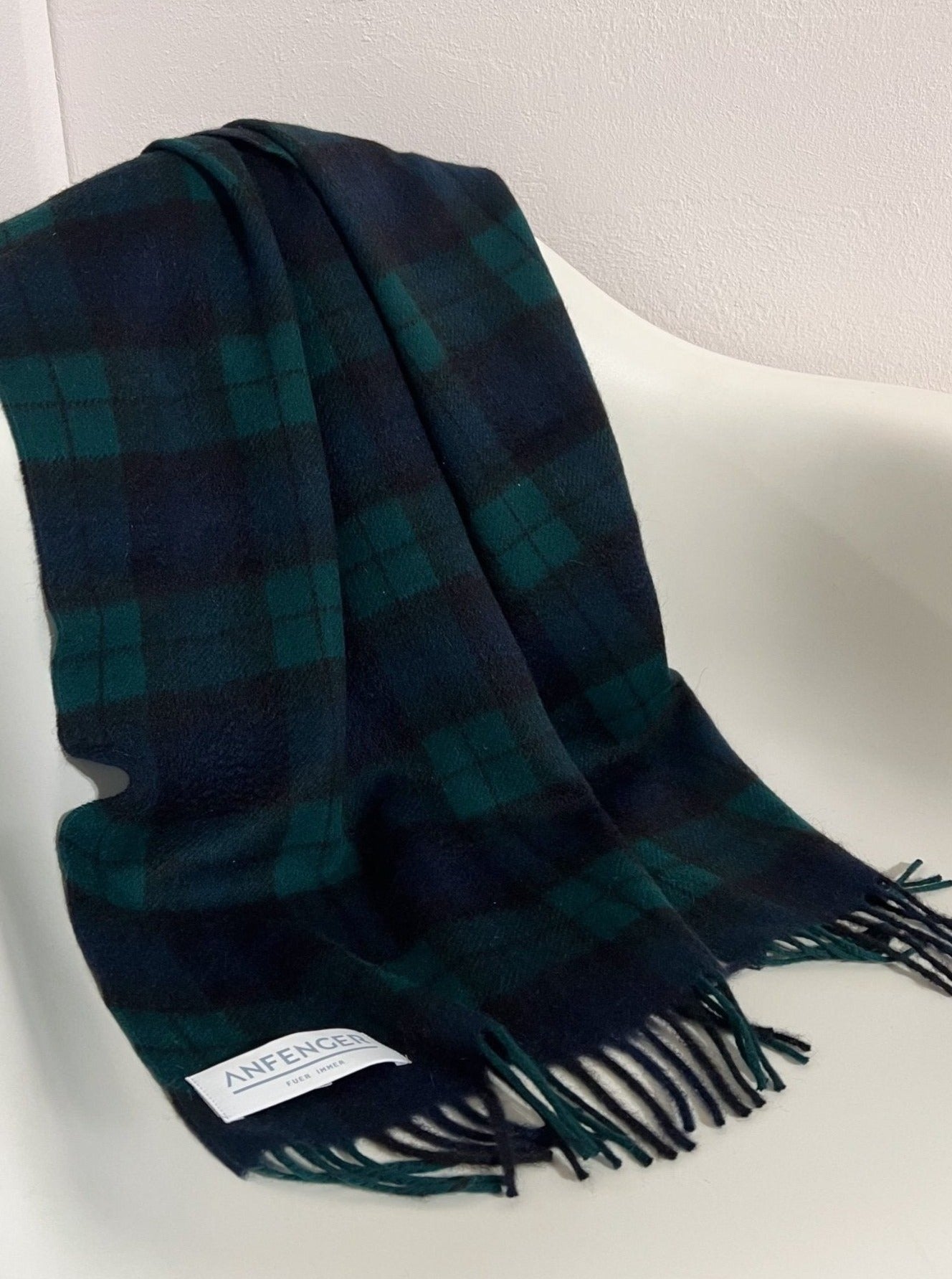 Kaschmirschal Tartan - Dunkelgrün/Dunkelblau - Front