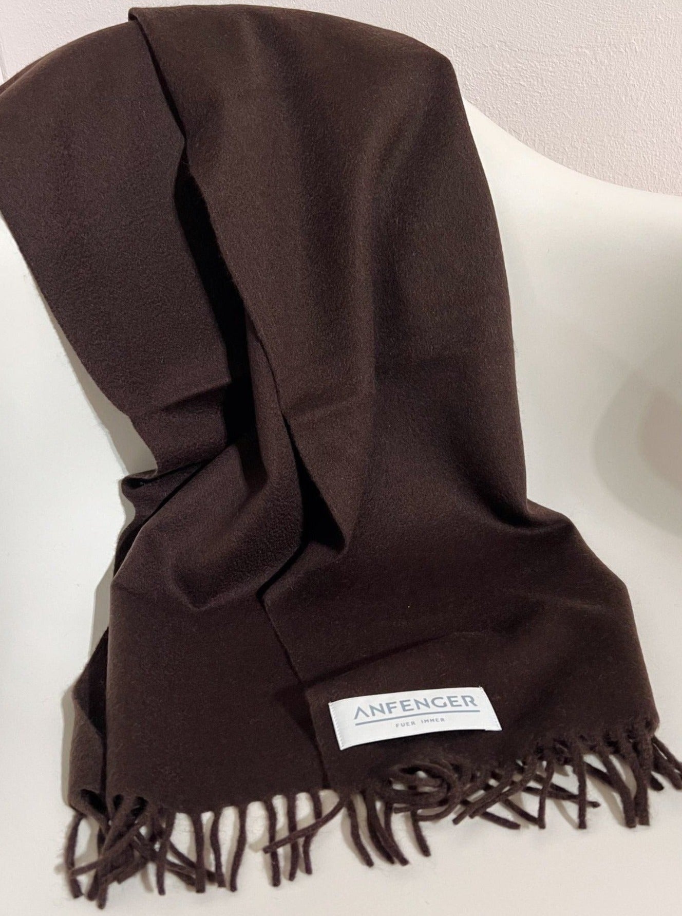 Kaschmirschal Uni B2B - Dunkelbraun - Front