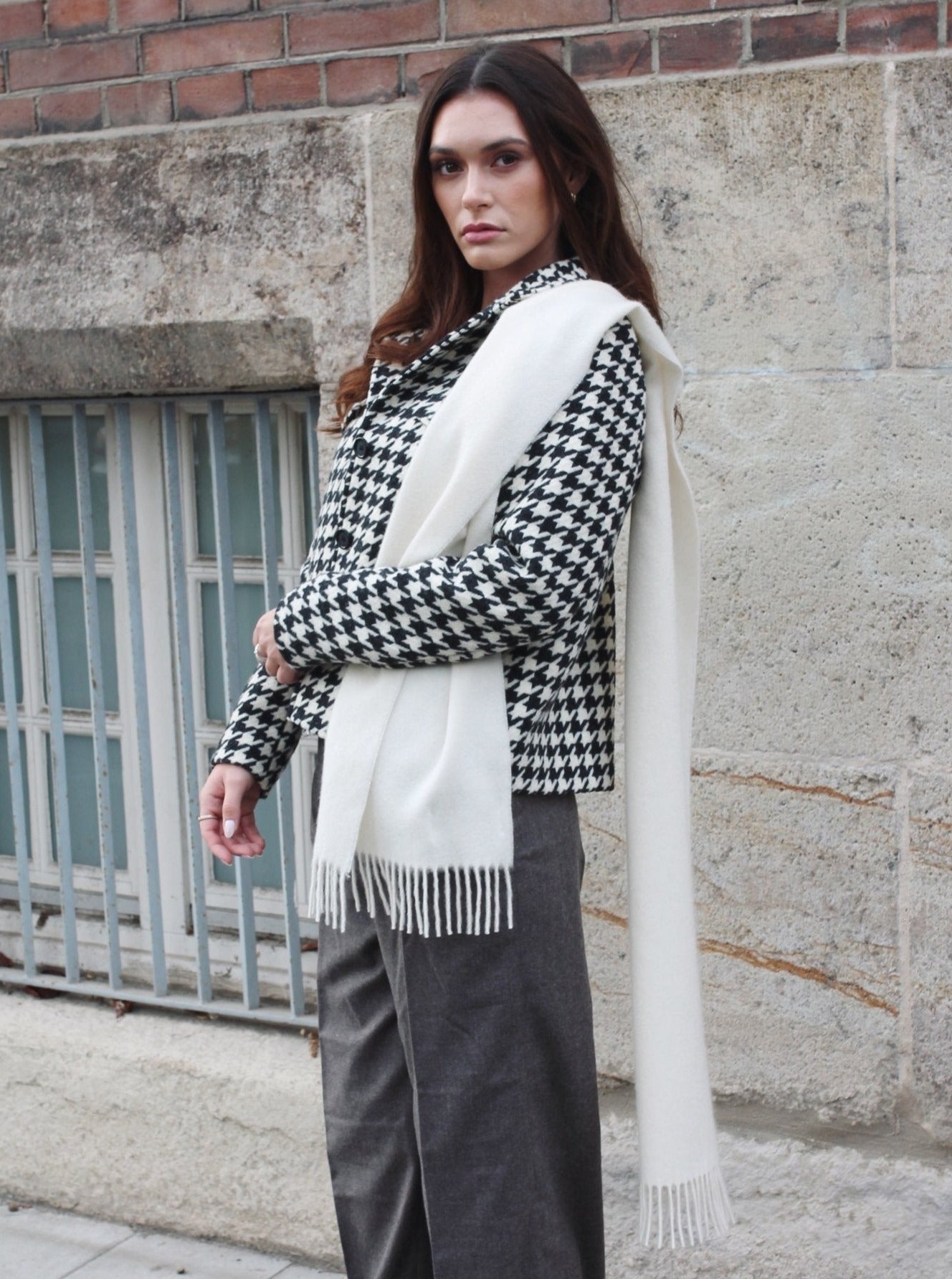 Kaschmirschal Uni - Creme - Front