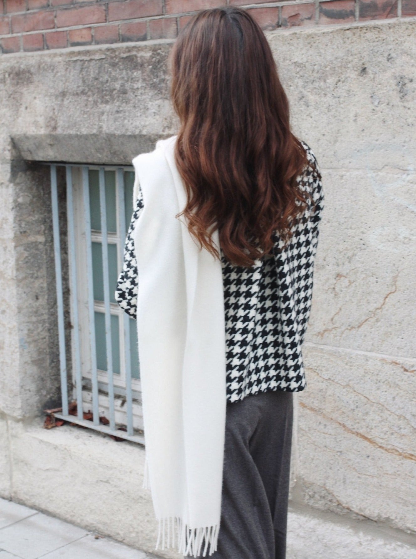 Kaschmirschal Uni - Creme - Rückseite