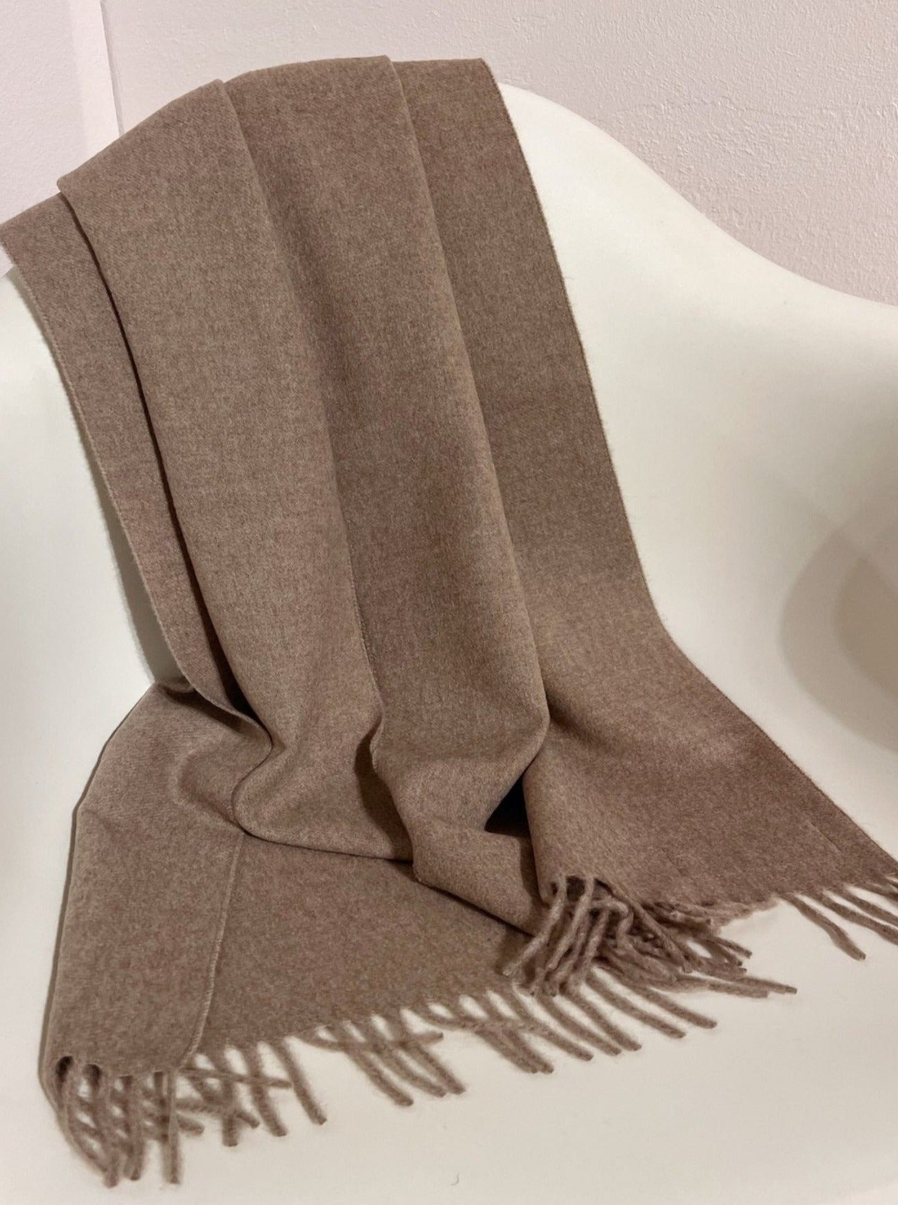 Kaschmirschal Uni - Grau Beige - Front