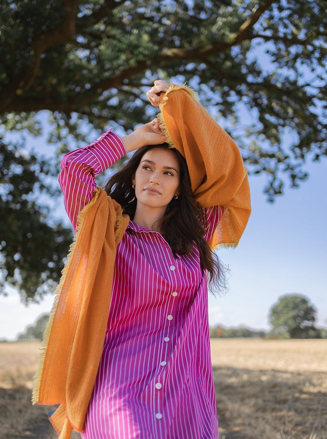 Longbluse - Pink - gestreift - Nahaufnahme