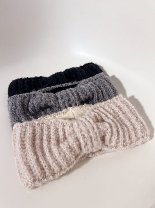 Stirnband mit Schleife - drei Stirnbänder Elfenbein Hellgrau Anthrazit