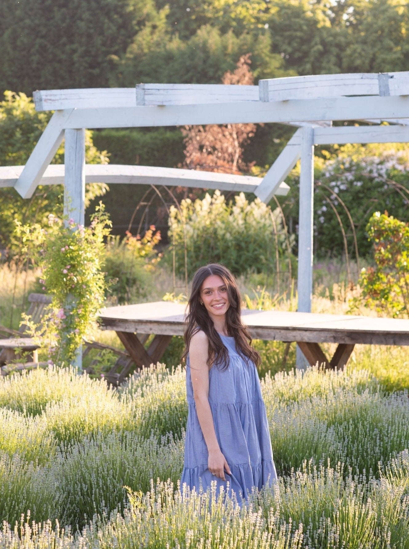 Stufenkleid Vichy Karo - Hellblau - Front