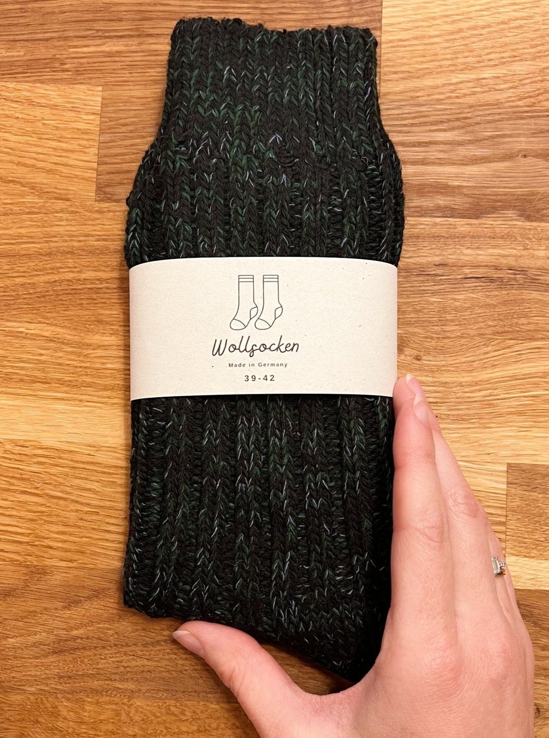 Wollsocken mit Weichbund - Schwarz meliert