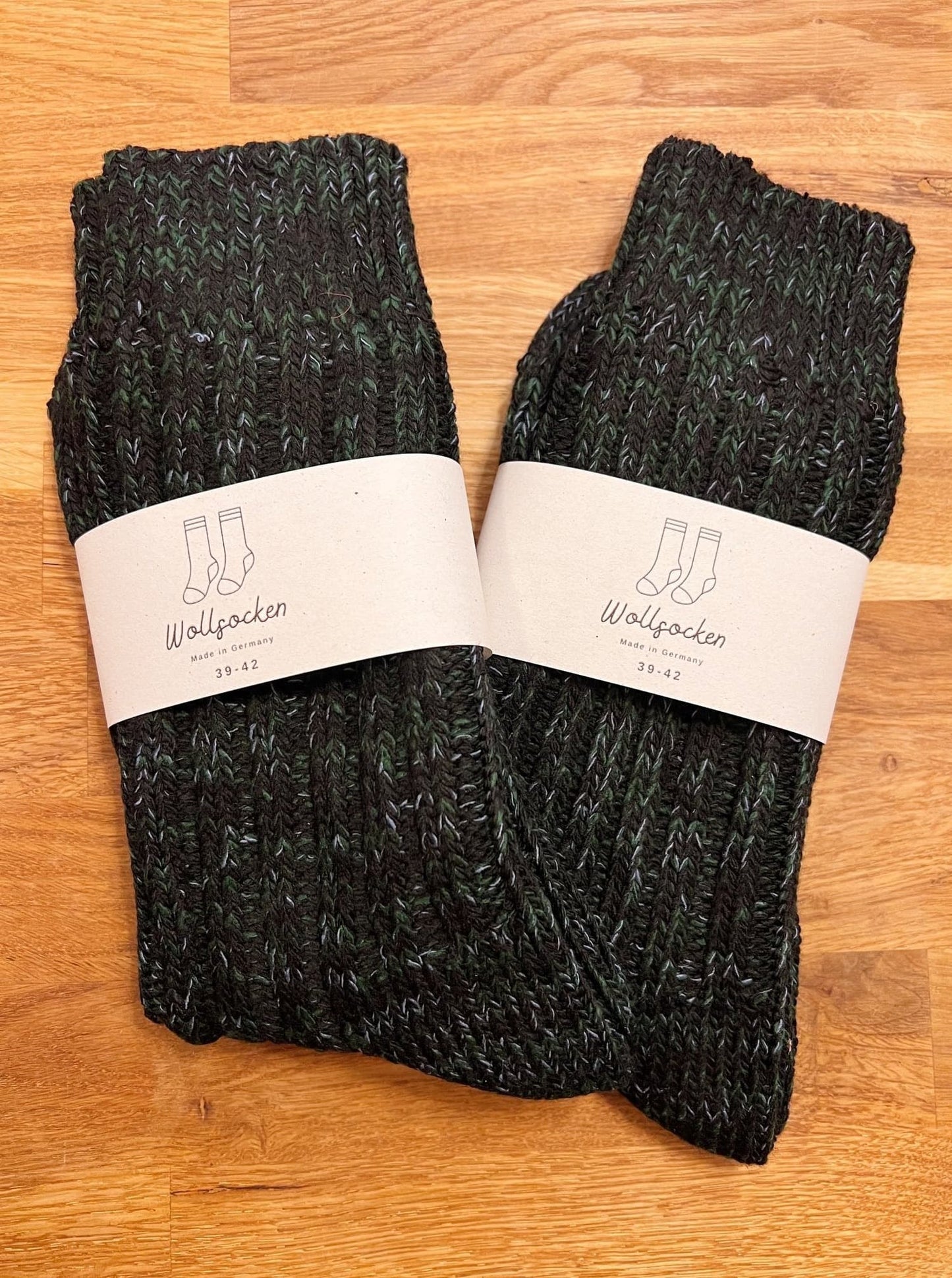 Wollsocken mit Weichbund - Schwarz meliert