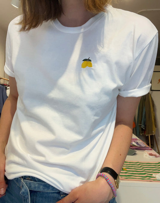 T-Shirt mit Zitronen-Stickerei