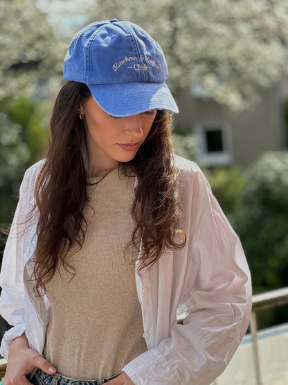 Cap Vintage Blau Kaschmir & Kaffee Club front