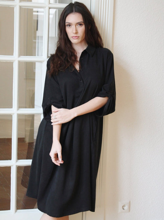 Kleid aus 100% Lyocell - Schwarz - Front