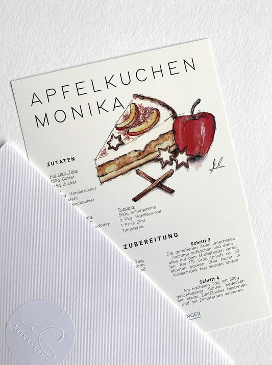 Rezeptkarten - Apfelkuchen Monika