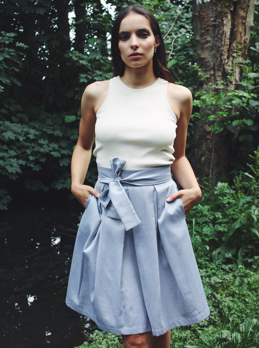 Rock mit Schleife - Hellblau - Front